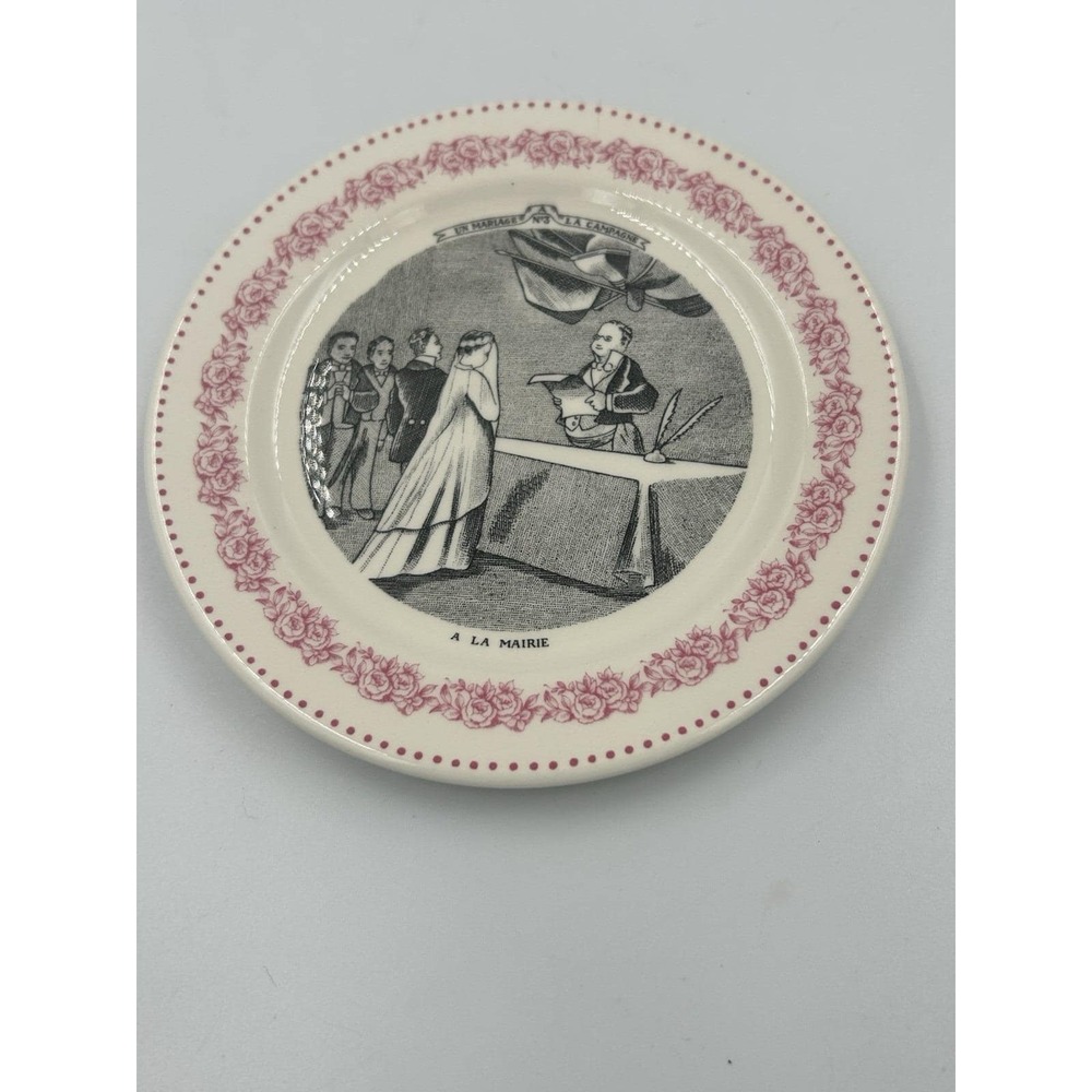 Gien Mariage à la campagne Faience Plates Set of 6,6 in Round Made in France